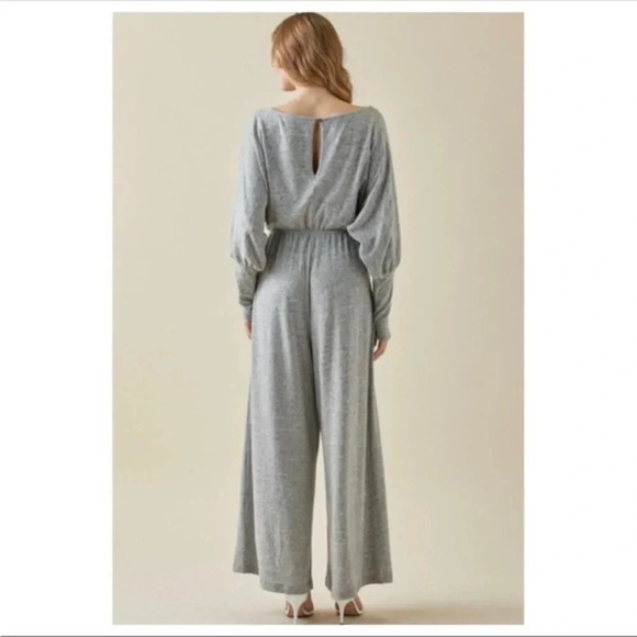 BNWT Super Luxe Medium Weight Jumpsuit, Heathered Gray - Picture 6 of 7